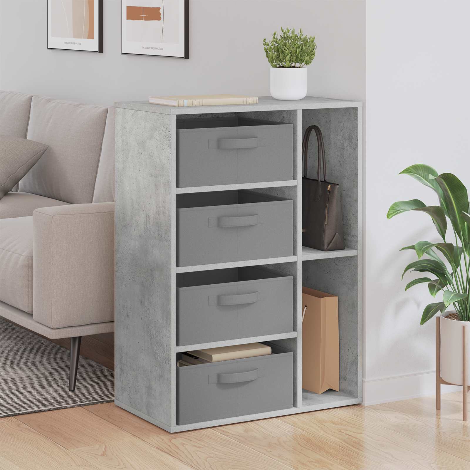Sideboard mit Schubladen Beton Grau 60 x 33,5 x 84 cm