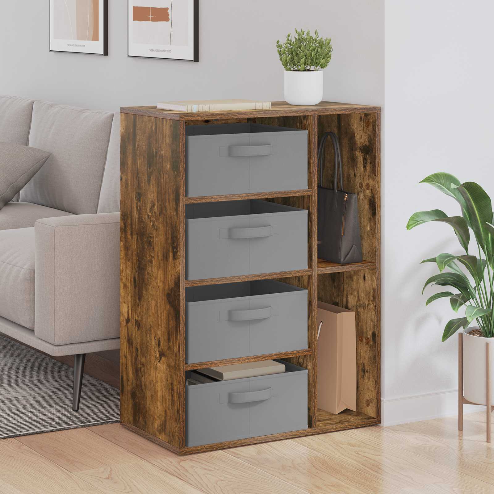 Sideboard mit Schubladen Geräucherte Eiche 60 x 33,5 x 84 cm
