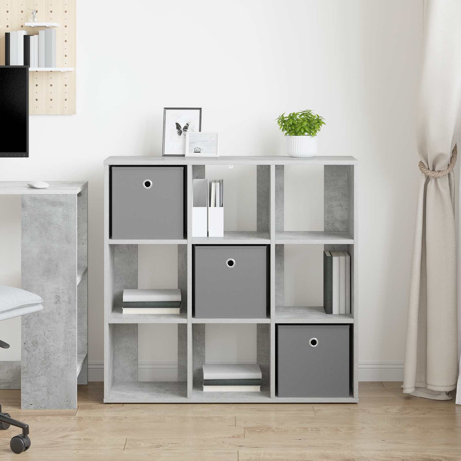 Sideboard mit Schubladen Beton Grau 88,5 x 29 x 84,5 cm