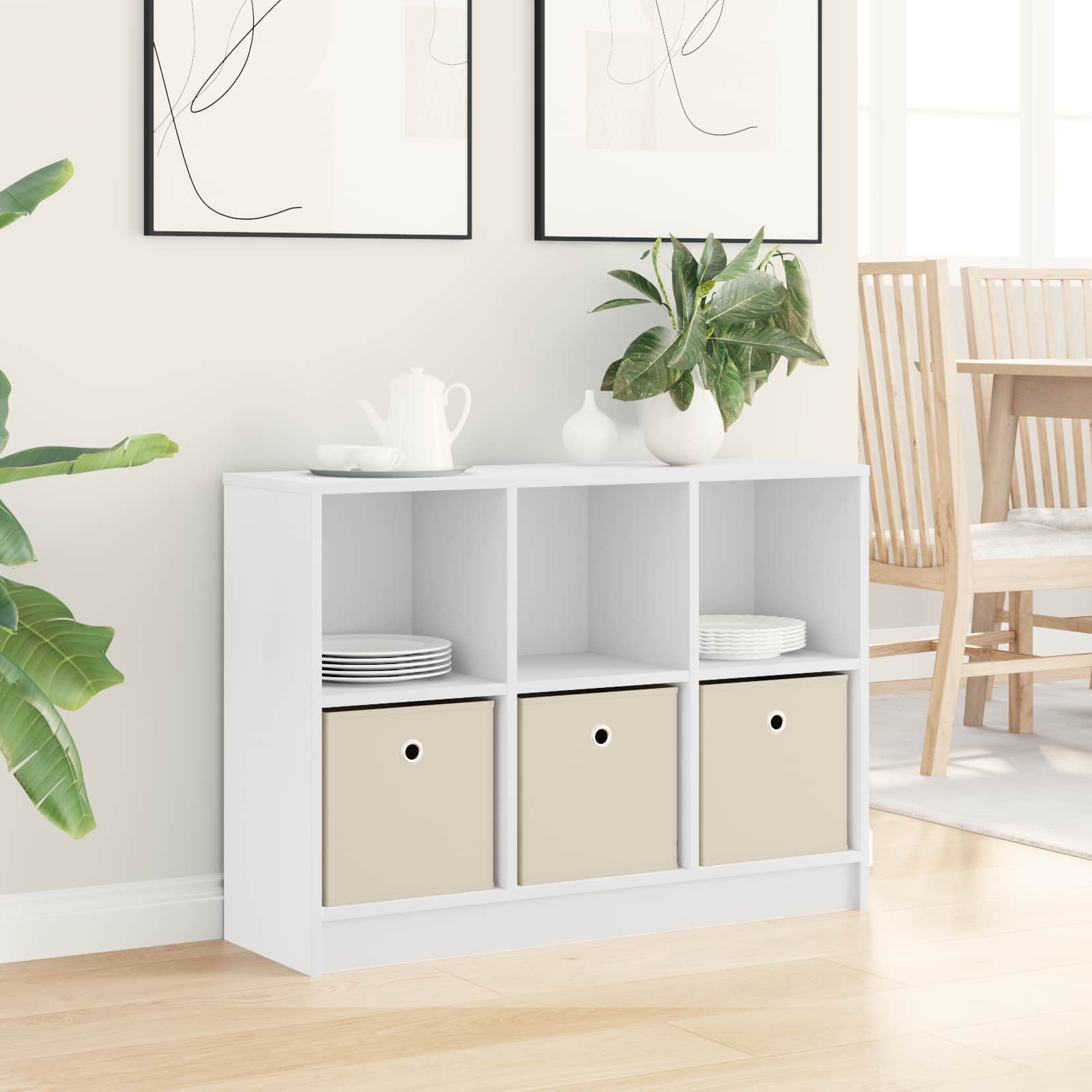 Sideboard mit Schubladen Weiß 88,5 x 27,5 x 63,5 cm