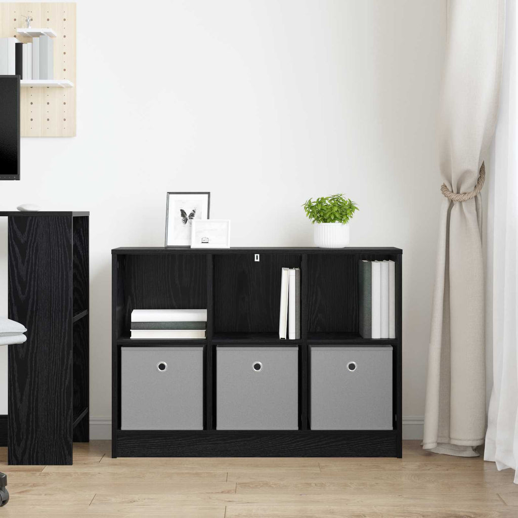 Sideboard Schwarz Eichen-Optik 88,5 x 27,5 x 63,5 cm