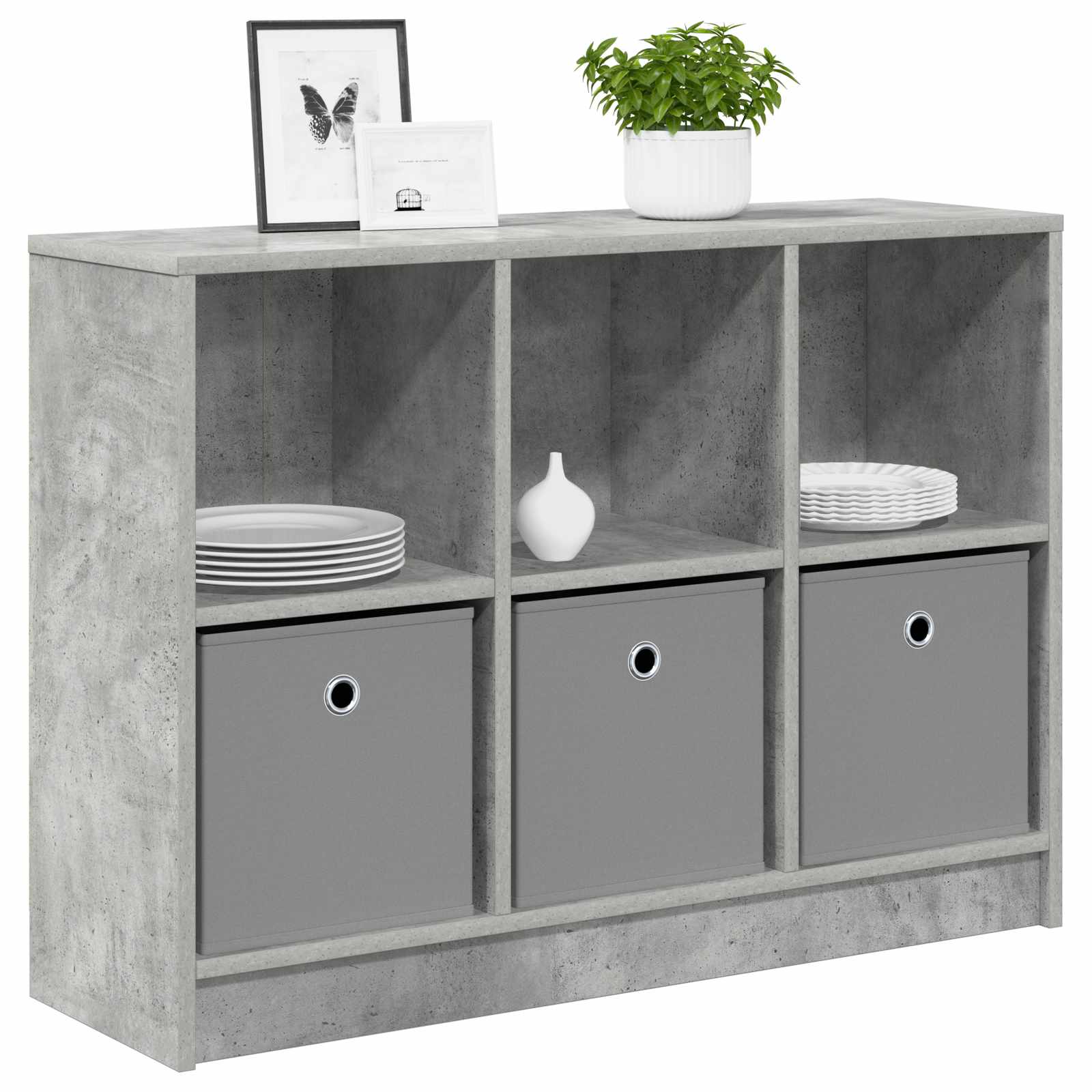 Sideboard mit Schubladen Beton Grau 88,5 x 27,5 x 63,5 cm