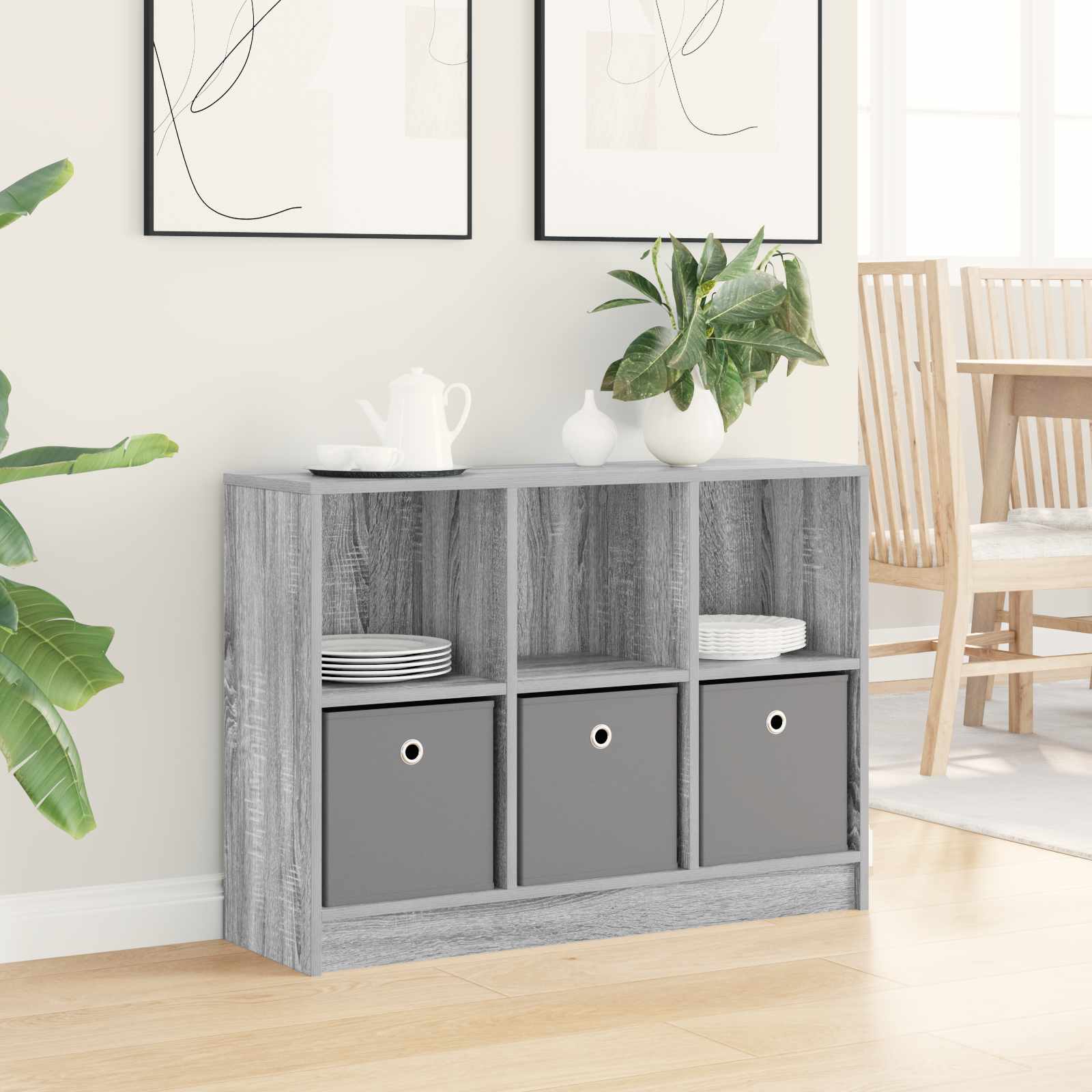 Sideboard mit Schubladen Graues Sonoma 88,5 x 27,5 x 63,5 cm