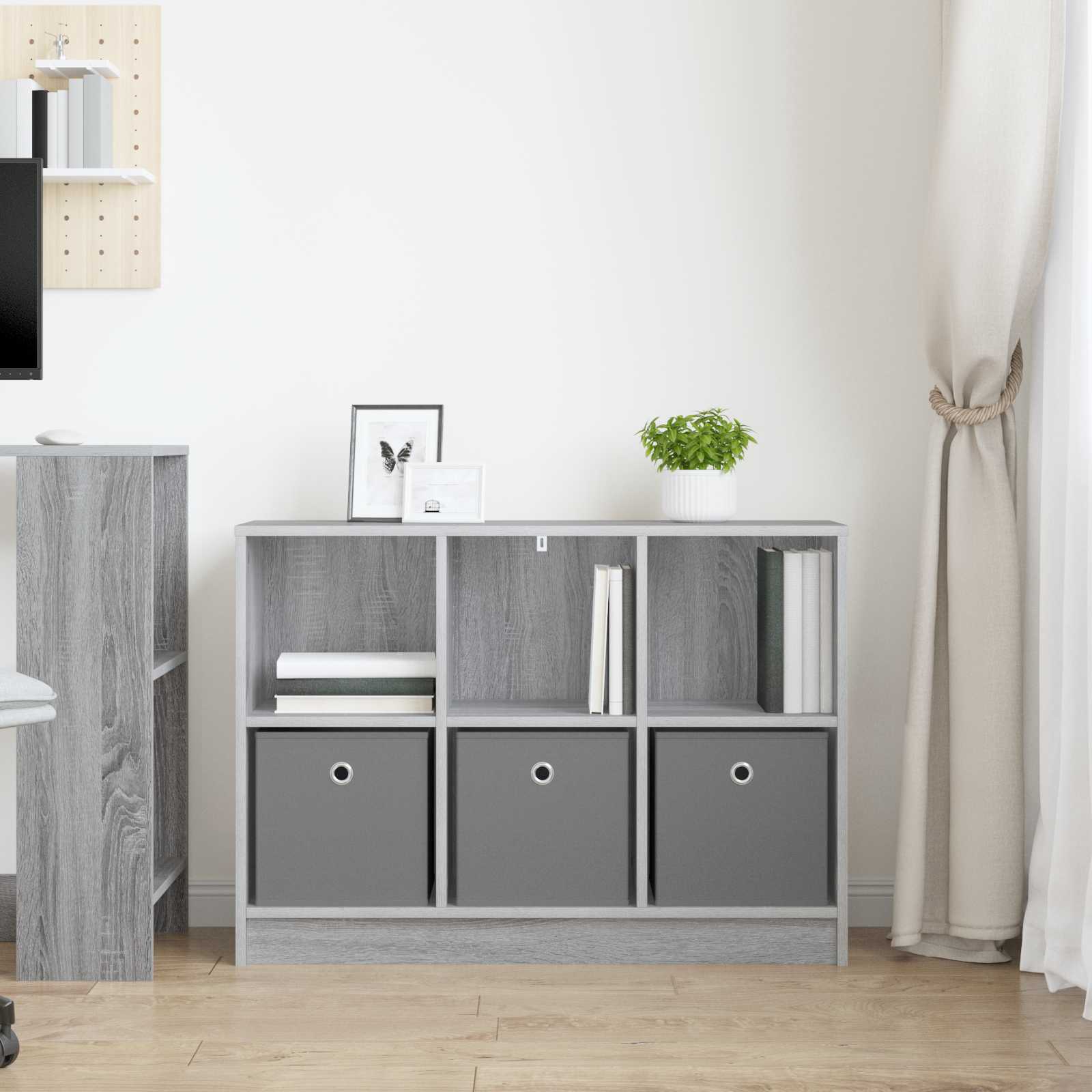 Sideboard mit Schubladen Graues Sonoma 88,5 x 27,5 x 63,5 cm
