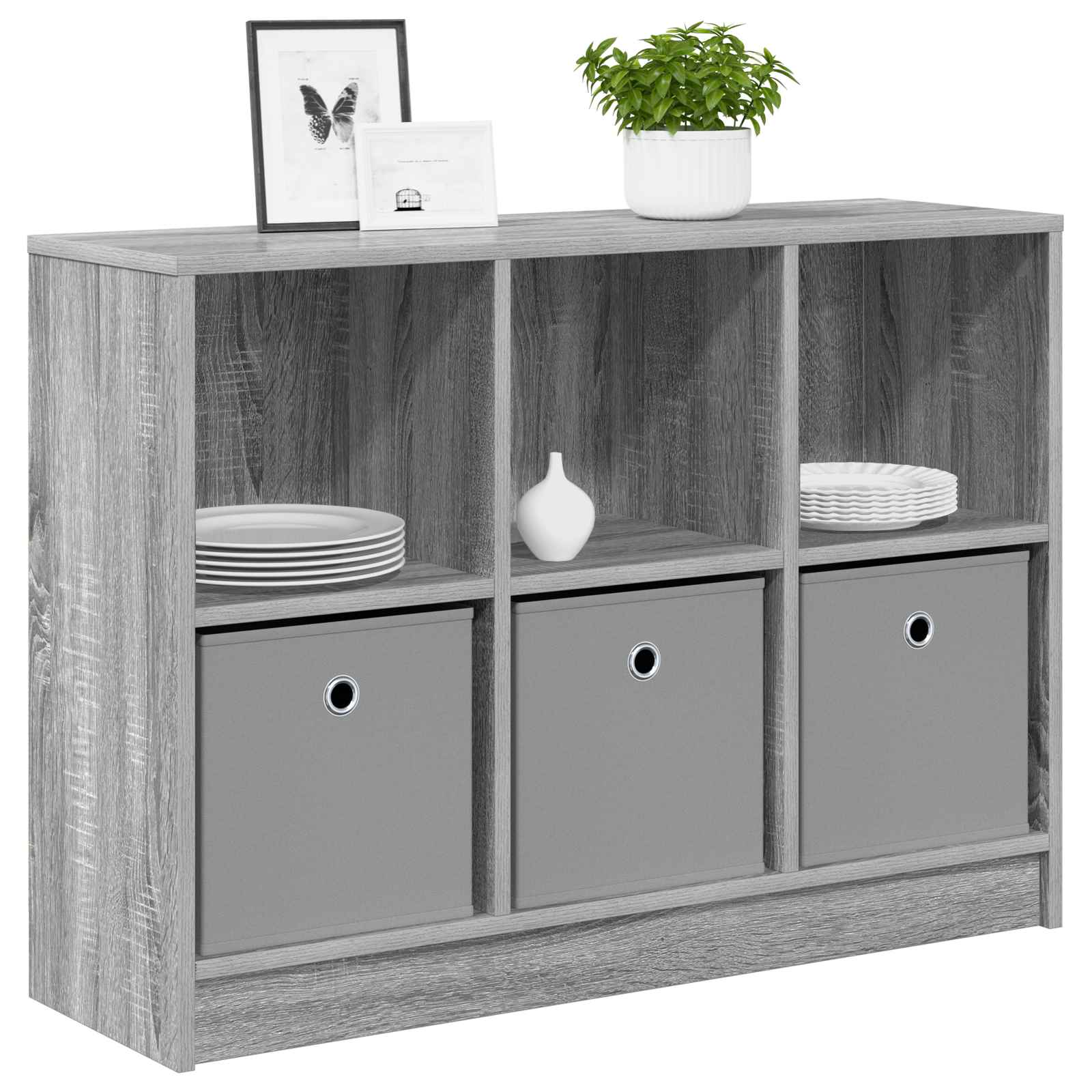 Sideboard mit Schubladen Graues Sonoma 88,5 x 27,5 x 63,5 cm