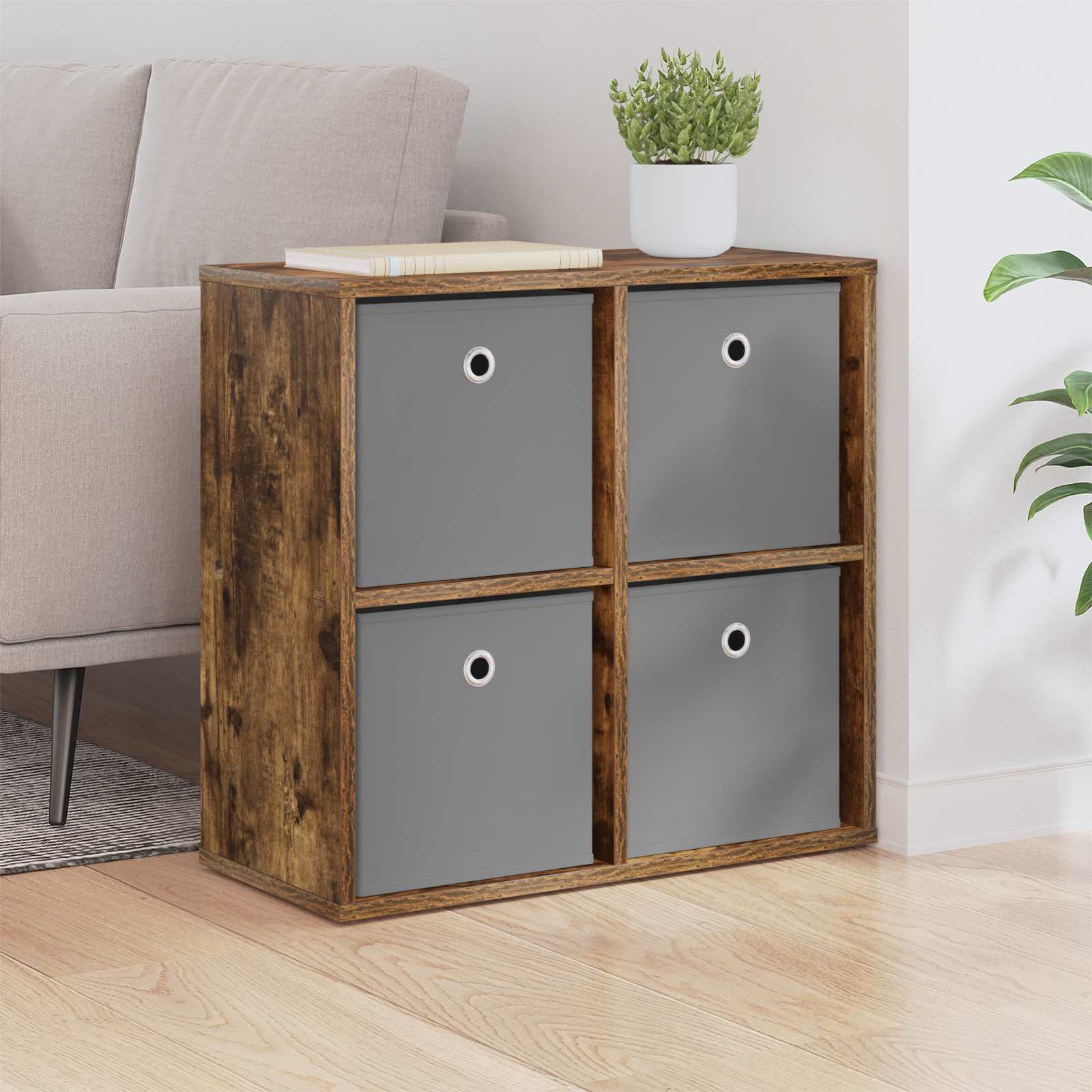 Sideboard mit Schubladen Geräucherte Eiche 59,5 x 27 x 57 cm