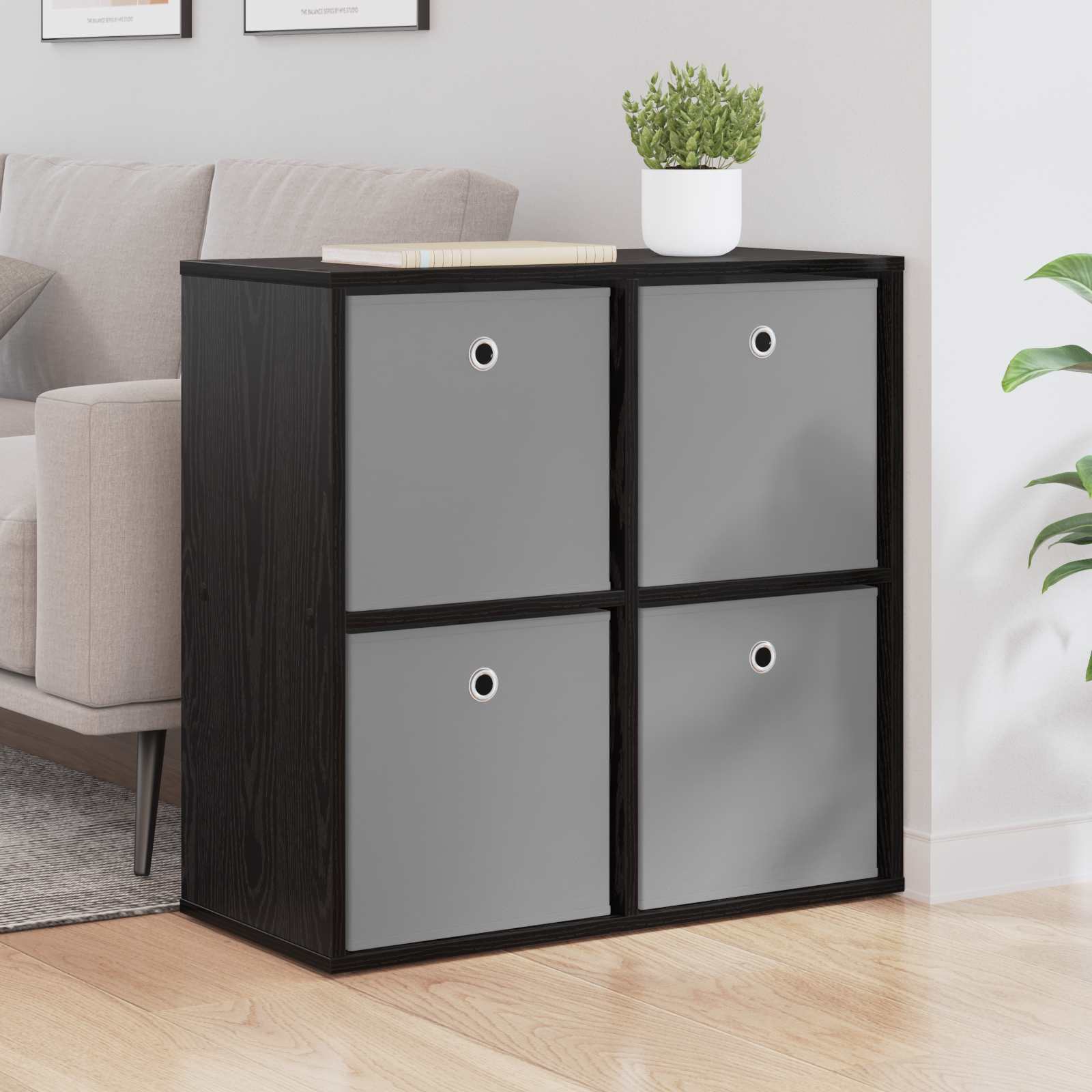 Sideboard mit Schubladen Schwarz Eichen-Optik 68,5 x 32 x 67 cm