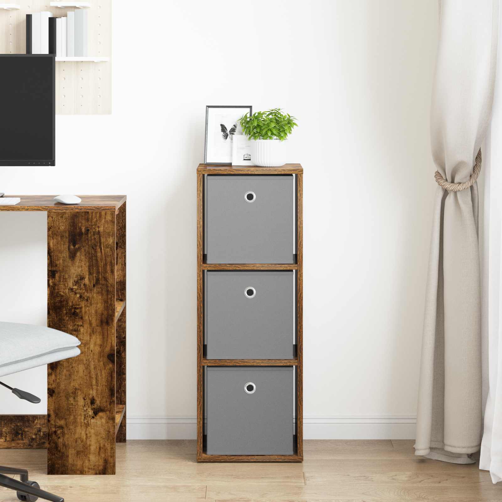 Sideboard mit Schubladen Geräucherte Eiche 30,5 x 27 x 84,5 cm
