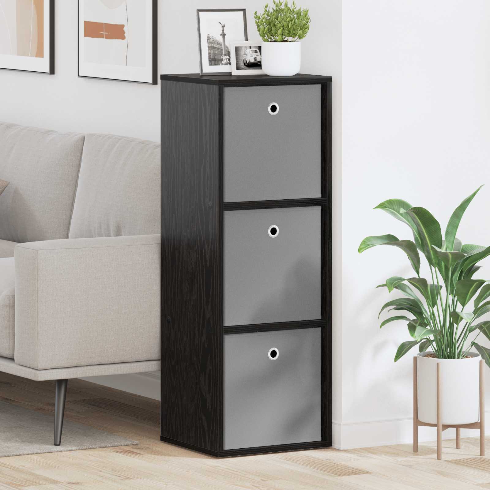 Sideboard mit Schubladen Schwarz Eichen-Optik 35 x 32 x 99,5 cm