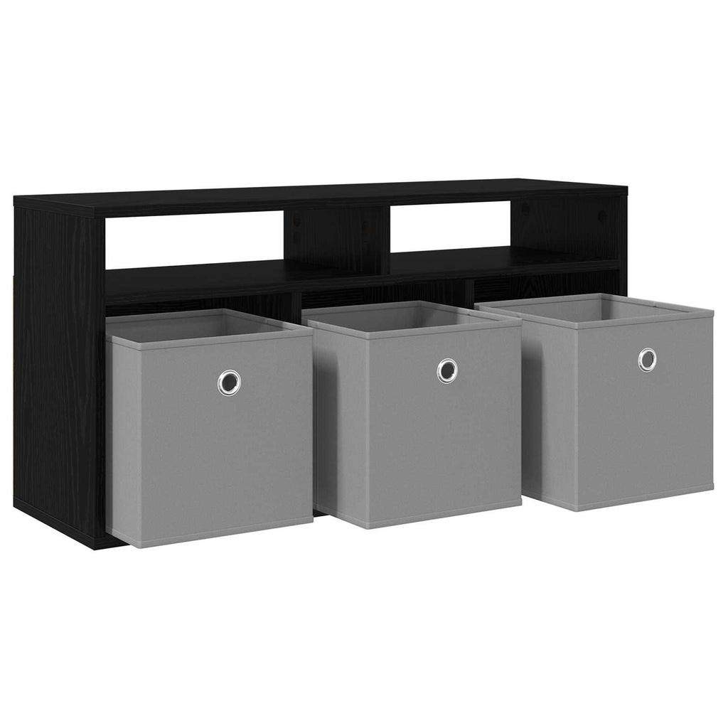 Lowboard mit Schubladen Schwarz Eichen-Optik 87 x 27,5 x 43 cm