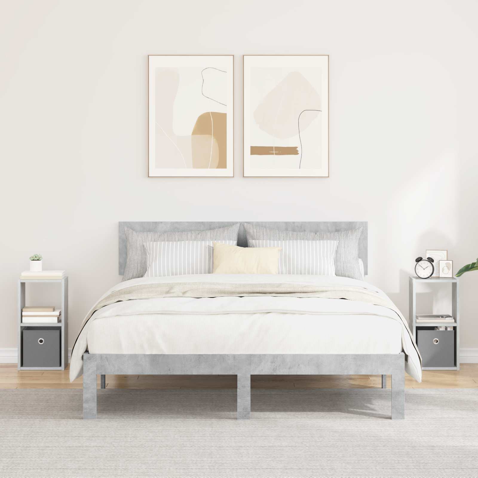 Nachttisch 2 pcs Beton Grau 25,5 x 22 x 49,5 cm Holzwerkstoff