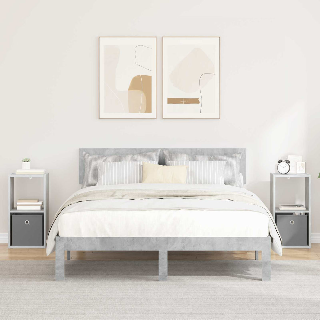 Nachttisch 2 pcs Beton Grau 30,5 x 27 x 59,5 cm Holzwerkstoff