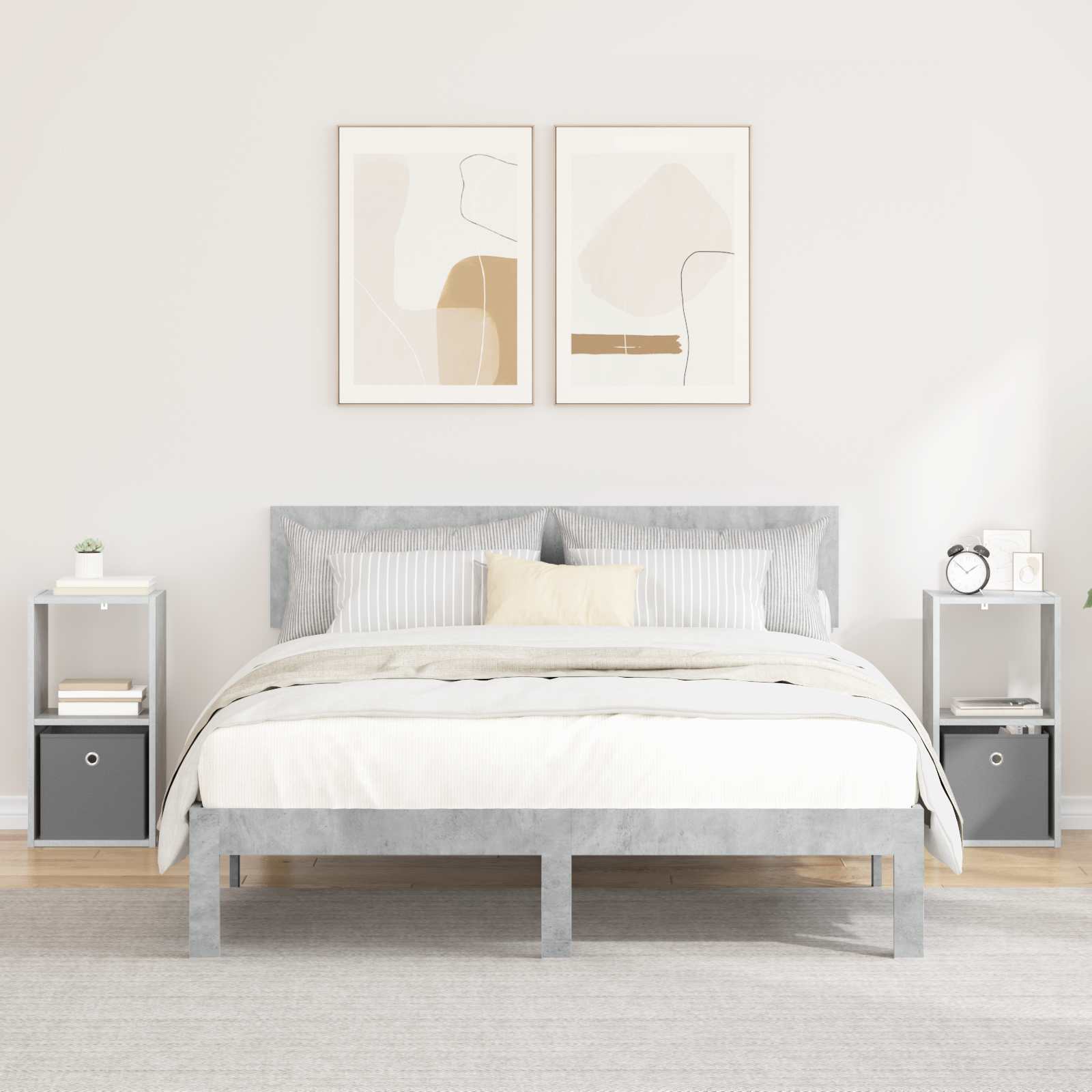 Nachttisch 2 pcs Beton Grau 30,5 x 27 x 59,5 cm Holzwerkstoff
