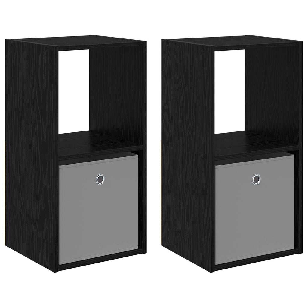 Nachttisch 2 pcs Schwarz Eichen-Optik 35 x 32 x 68,5 cm