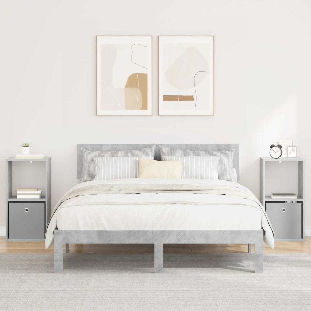 Nachttisch 2 pcs Beton Grau 35 x 32 x 68,5 cm Holzwerkstoff