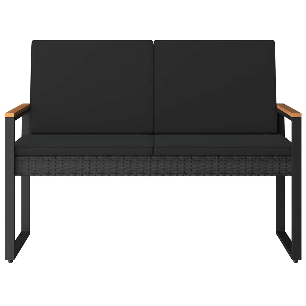Bank Outdoor mit Kissen Schwarz 107 x 61 x 80 cm Poly-Rattan