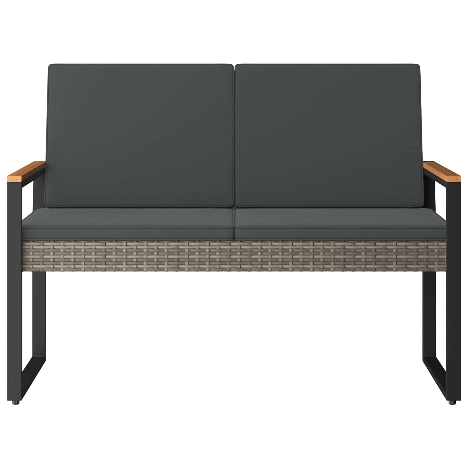 Bank Outdoor Grau und Dunkelgrau 107 x 61 x 80 cm Poly-Rattan