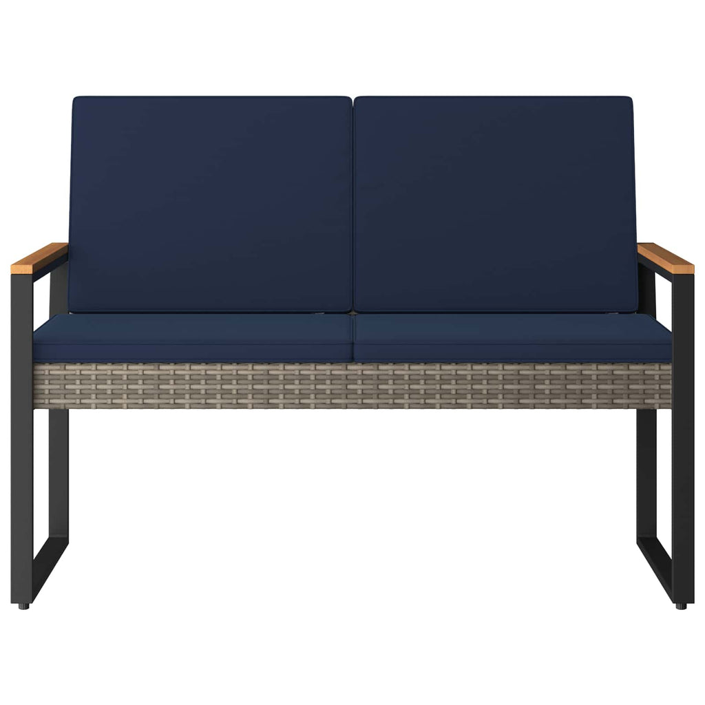 Bank Outdoor Grau und Marineblau 107 x 61 x 80 cm Poly-Rattan