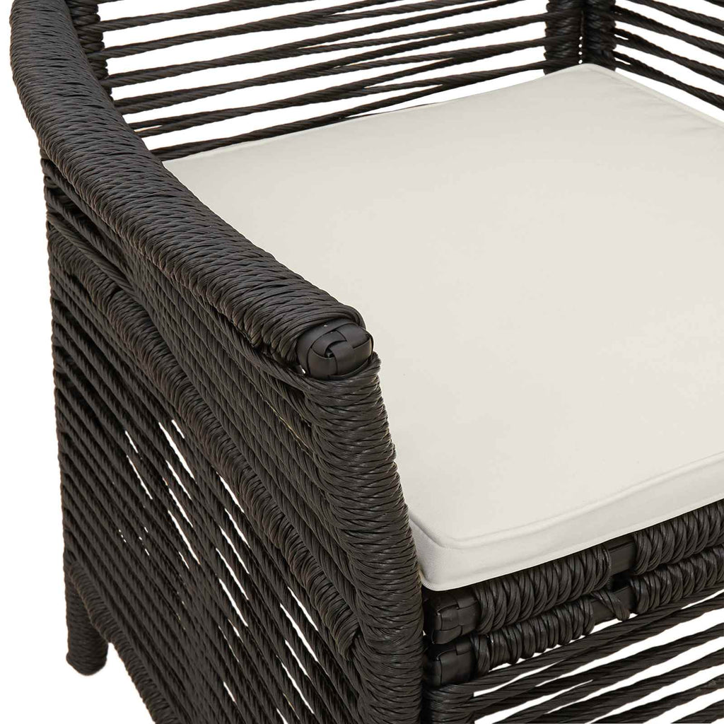 Gartenstuhl mit Kissen 2 pcs Schwarz und Creme Poly-Rattan