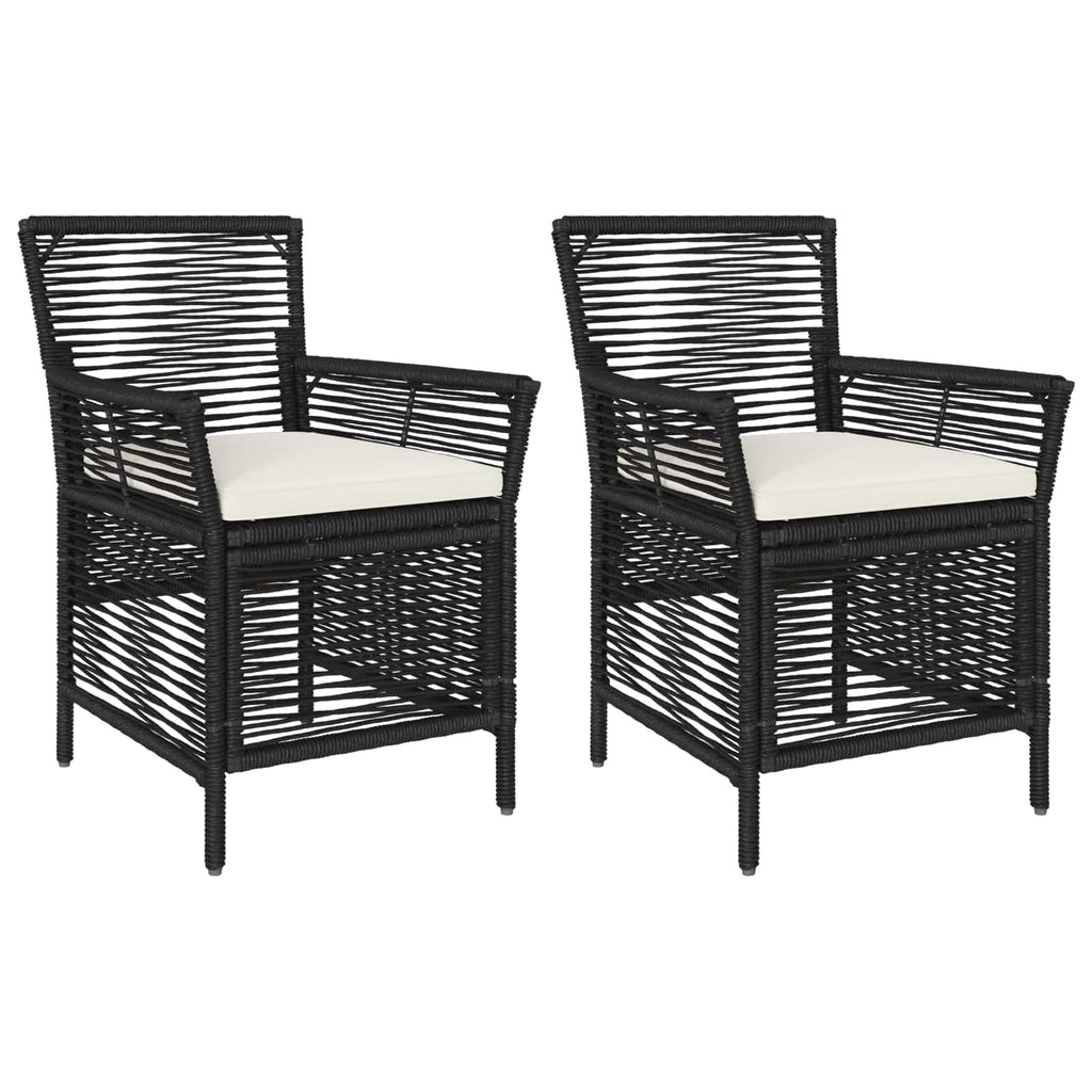 Gartenstuhl mit Kissen 2 pcs Schwarz und Creme Poly-Rattan