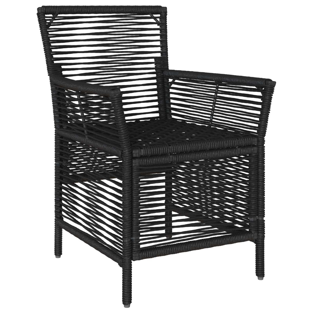Gartenstuhl mit Kissen 2 pcs Schwarz und Creme Poly-Rattan