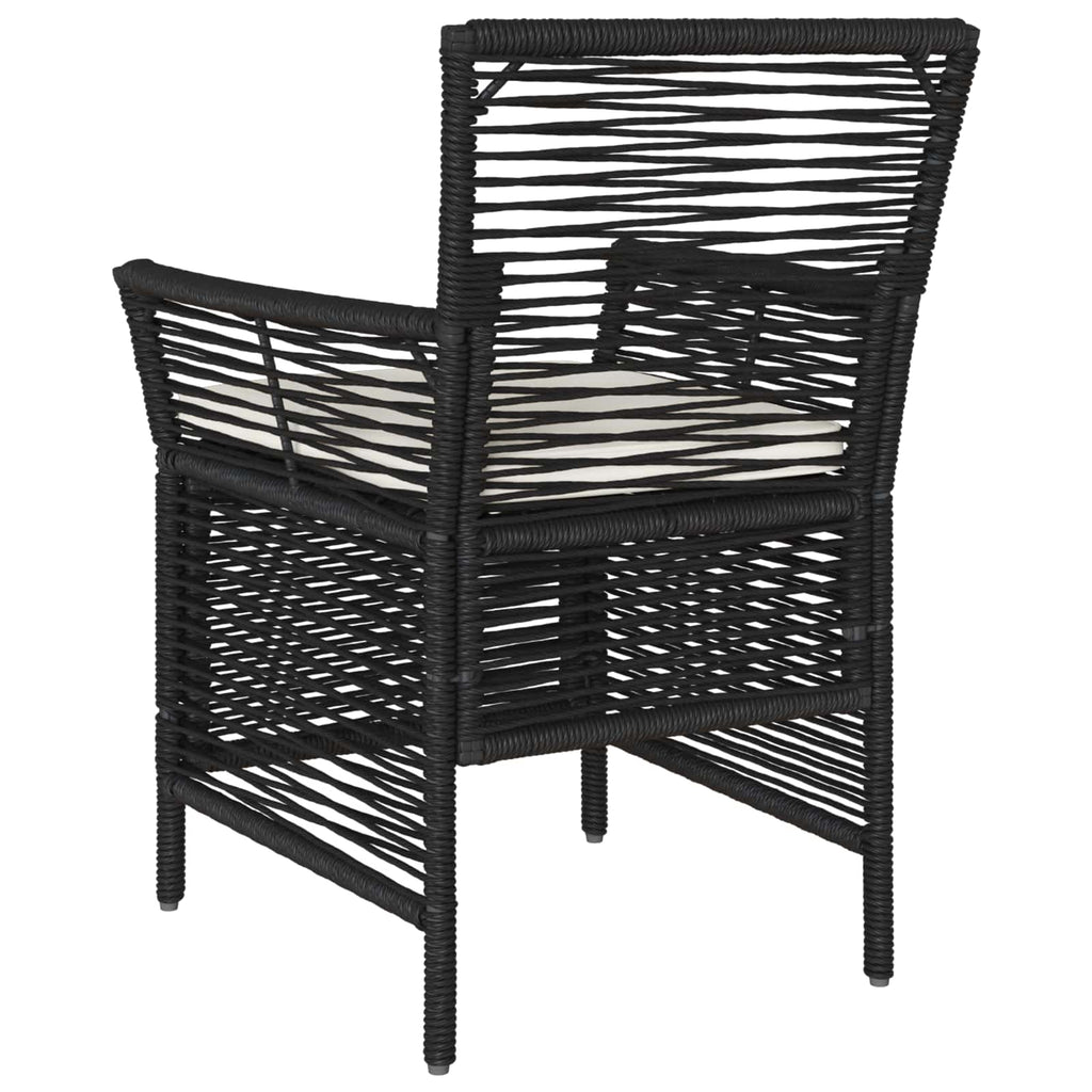 Gartenstuhl mit Kissen 2 pcs Schwarz und Creme Poly-Rattan