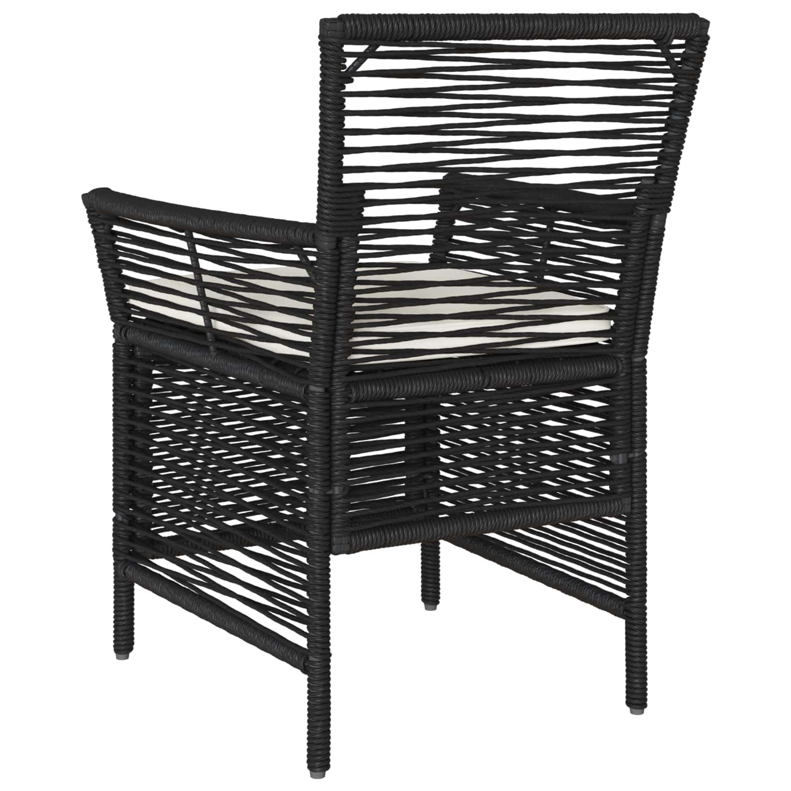Gartenstuhl mit Kissen 2 pcs Schwarz und Creme Poly-Rattan