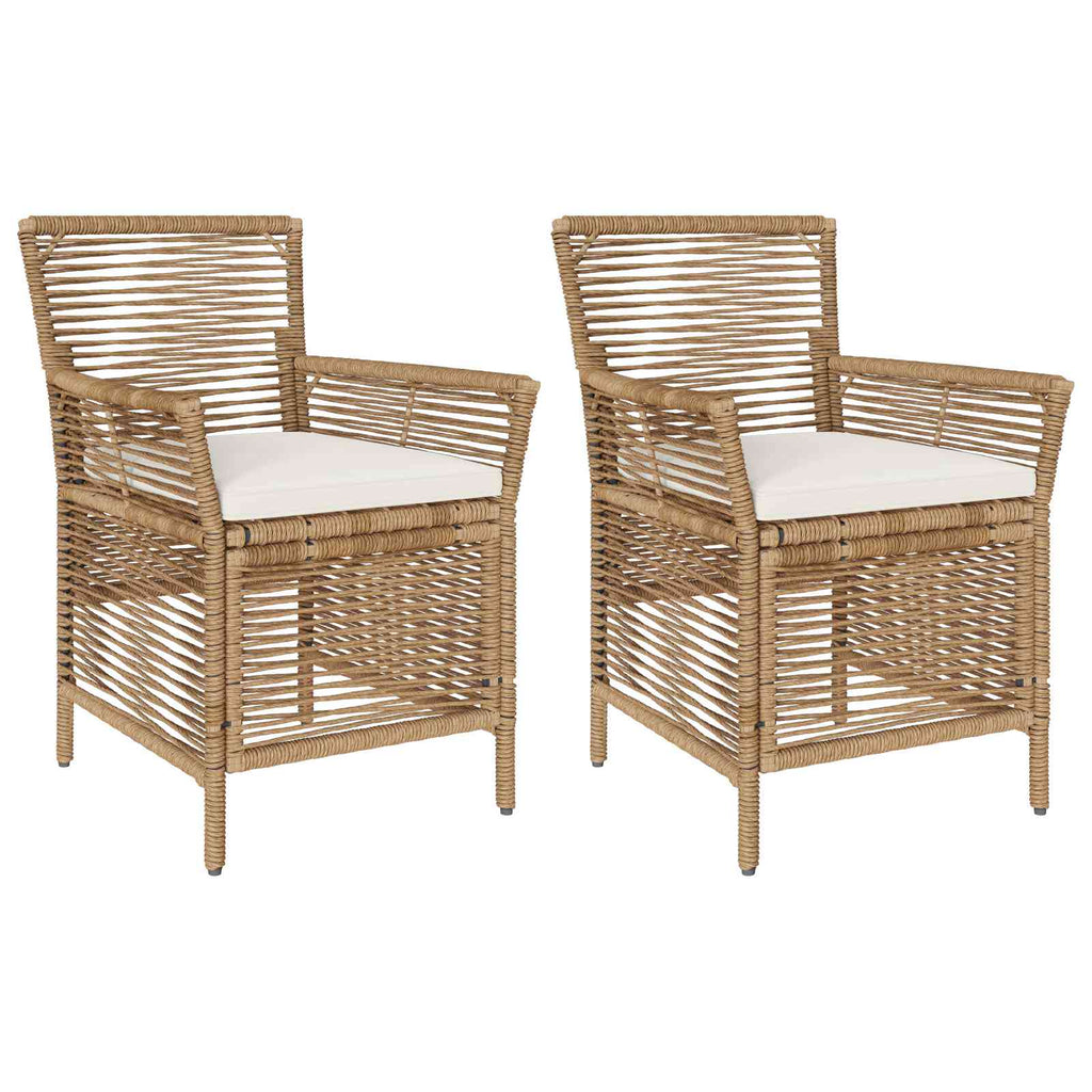 Gartenstuhl mit Kissen 2 pcs Beige und Creme Poly-Rattan