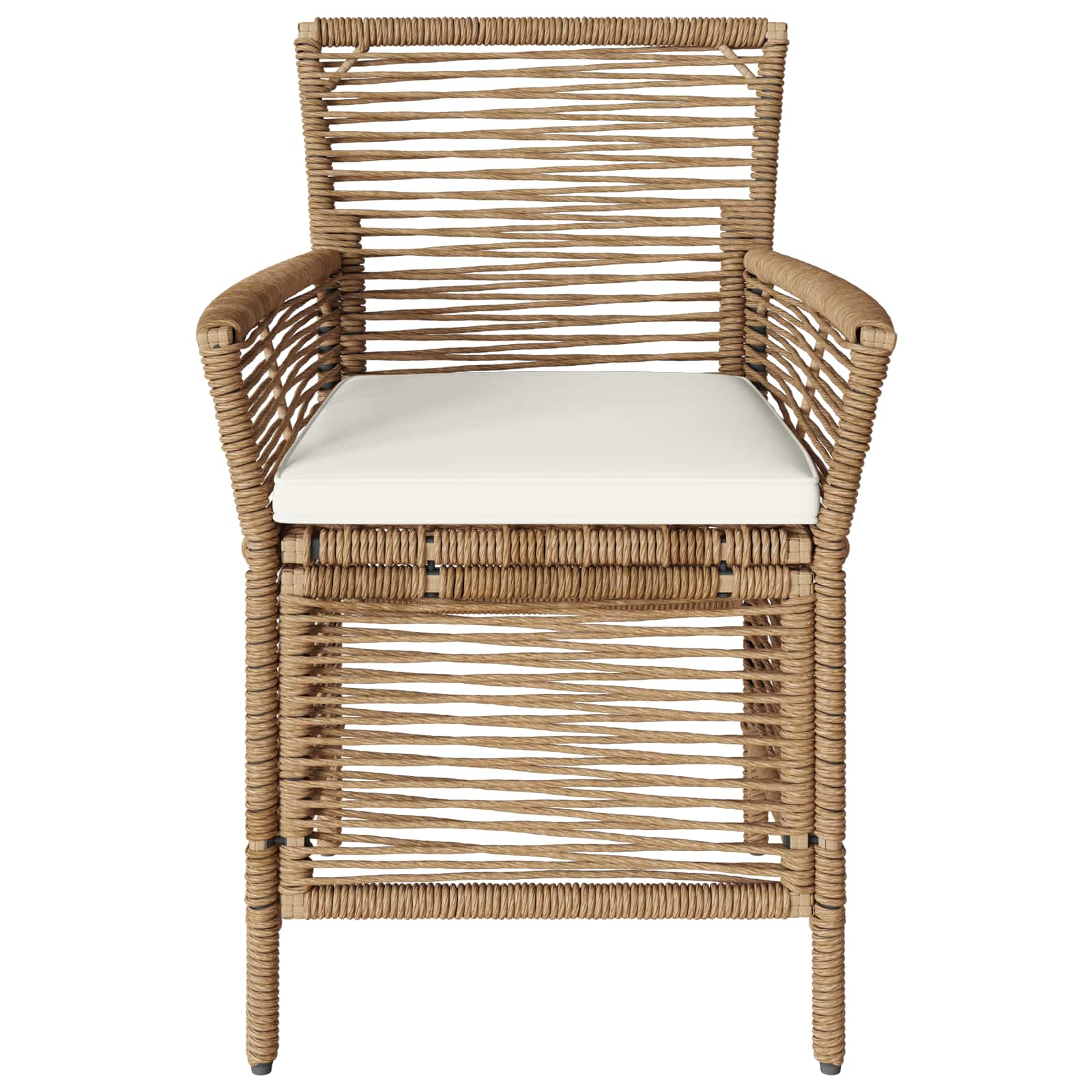 Gartenstuhl mit Kissen 2 pcs Beige und Creme Poly-Rattan
