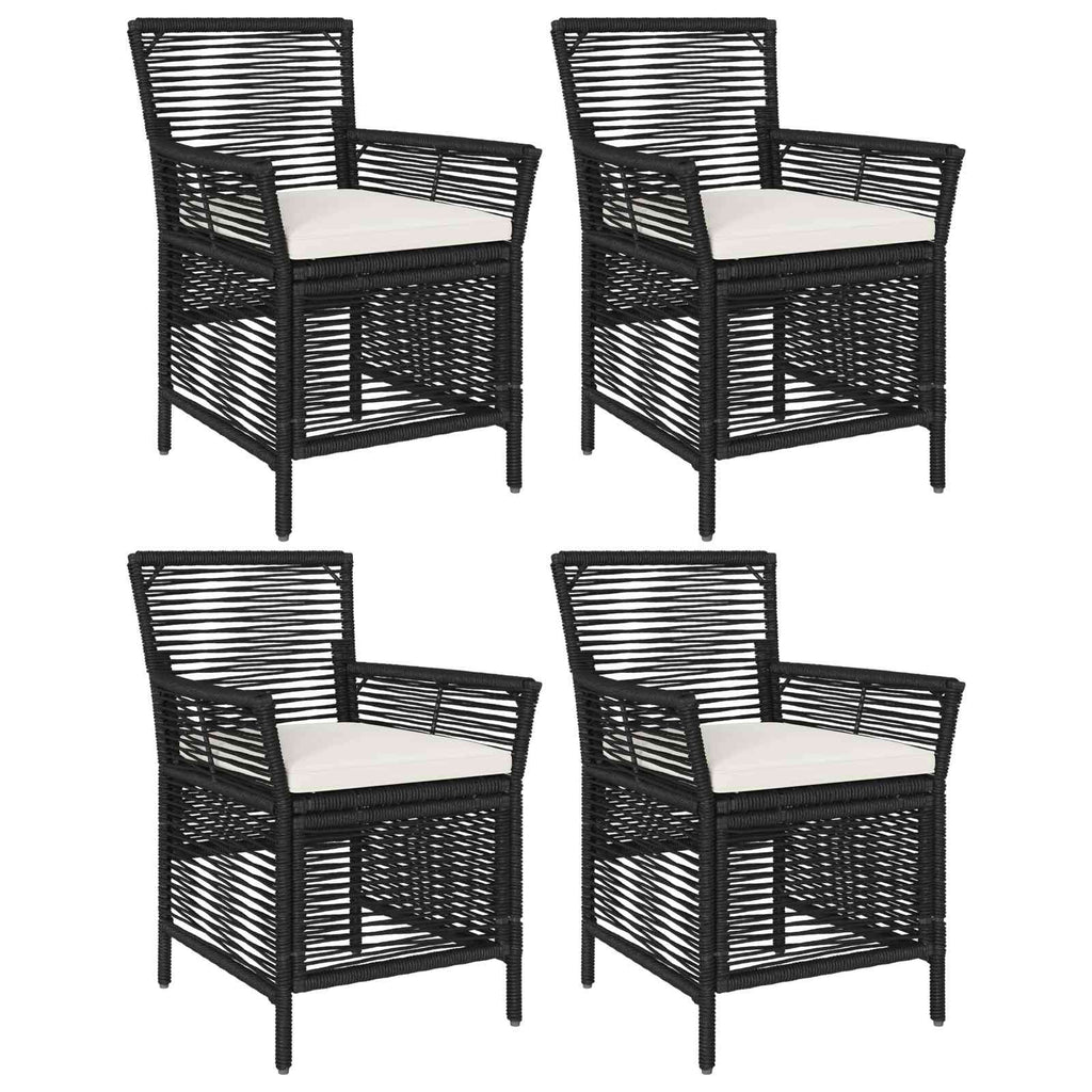 Gartenstuhl mit Kissen 4 pcs Schwarz und Creme Poly-Rattan