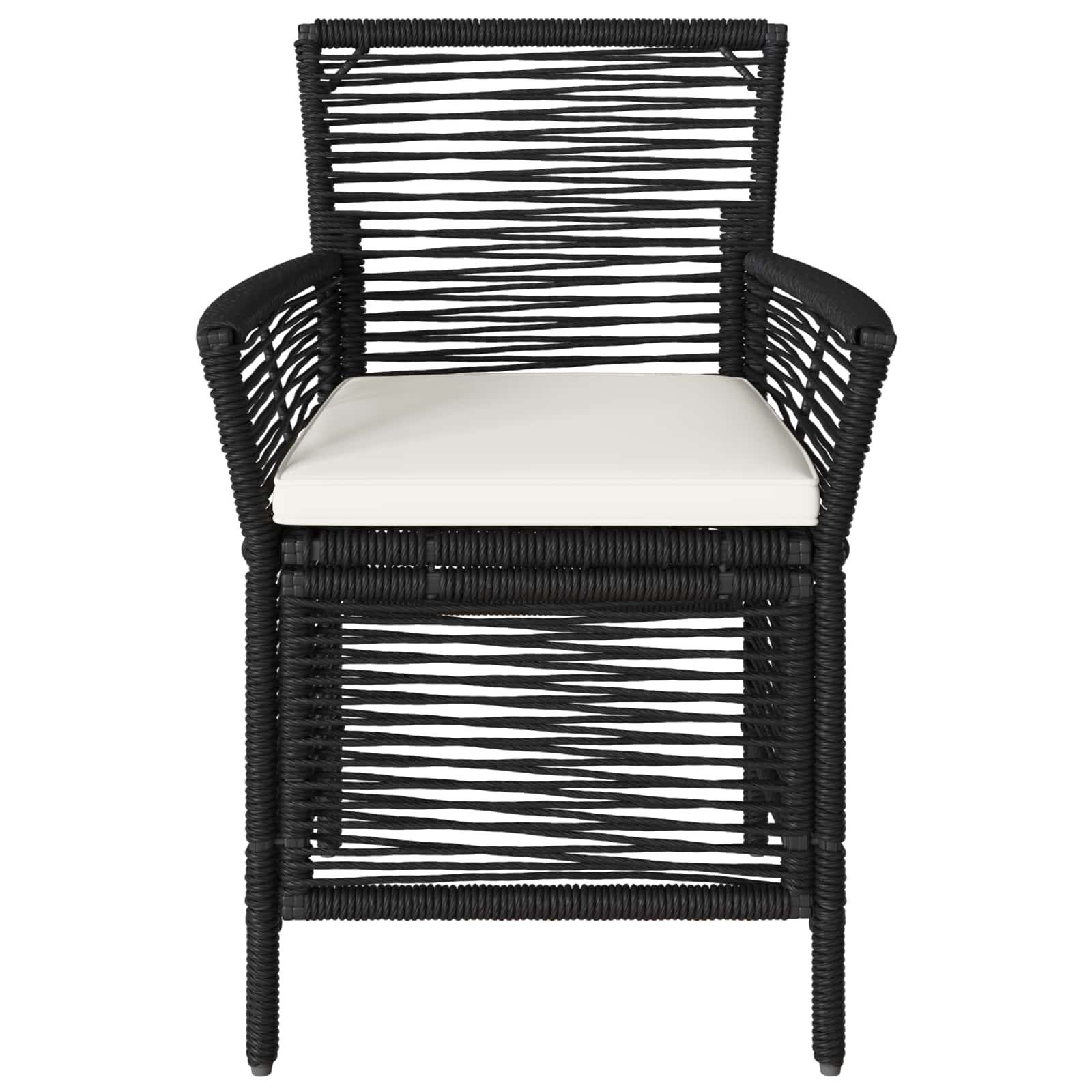Gartenstuhl mit Kissen 4 pcs Schwarz und Creme Poly-Rattan
