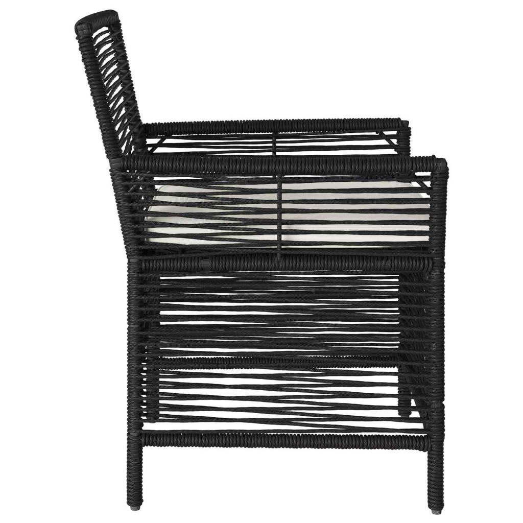 Gartenstuhl mit Kissen 4 pcs Schwarz und Creme Poly-Rattan