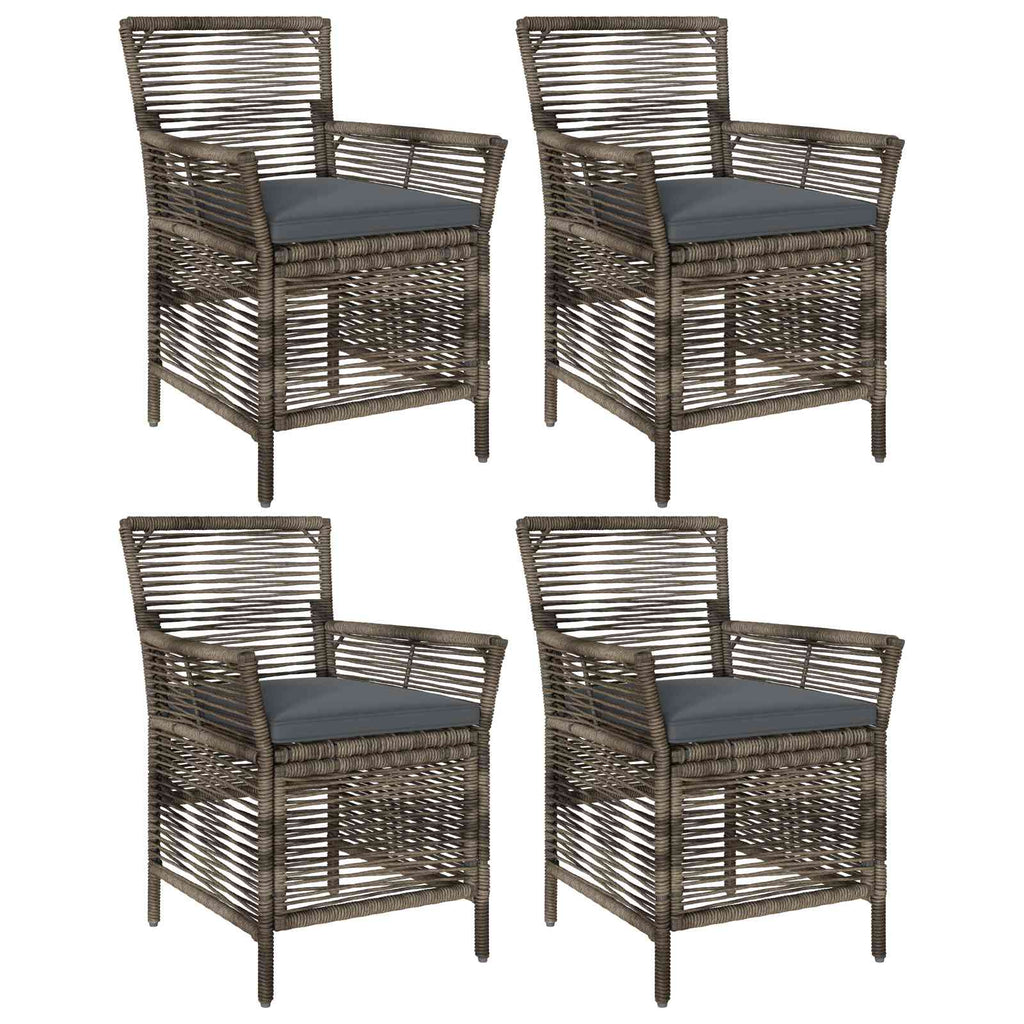 Gartenstuhl mit Kissen 4 pcs Grau und Dunkelgrau Poly-Rattan