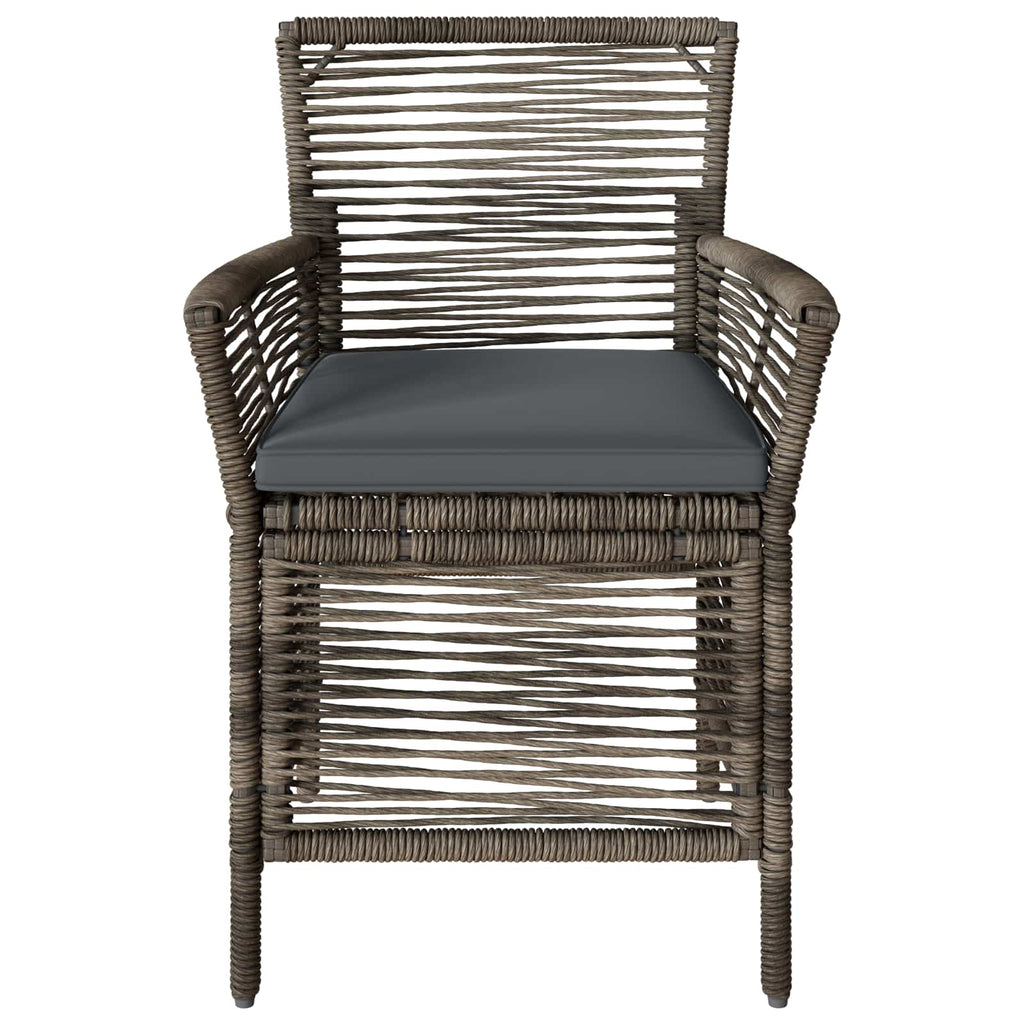 Gartenstuhl mit Kissen 4 pcs Grau und Dunkelgrau Poly-Rattan