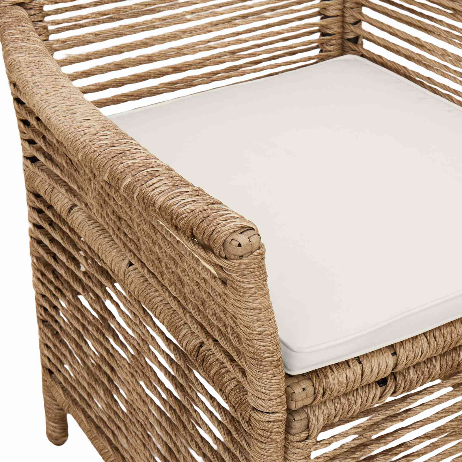 Gartenstuhl mit Kissen 4 pcs Beige und Creme Poly-Rattan