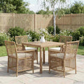 Gartenstuhl mit Kissen 4 pcs Beige und Creme Poly-Rattan