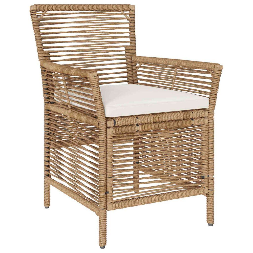 Gartenstuhl mit Kissen 4 pcs Beige und Creme Poly-Rattan