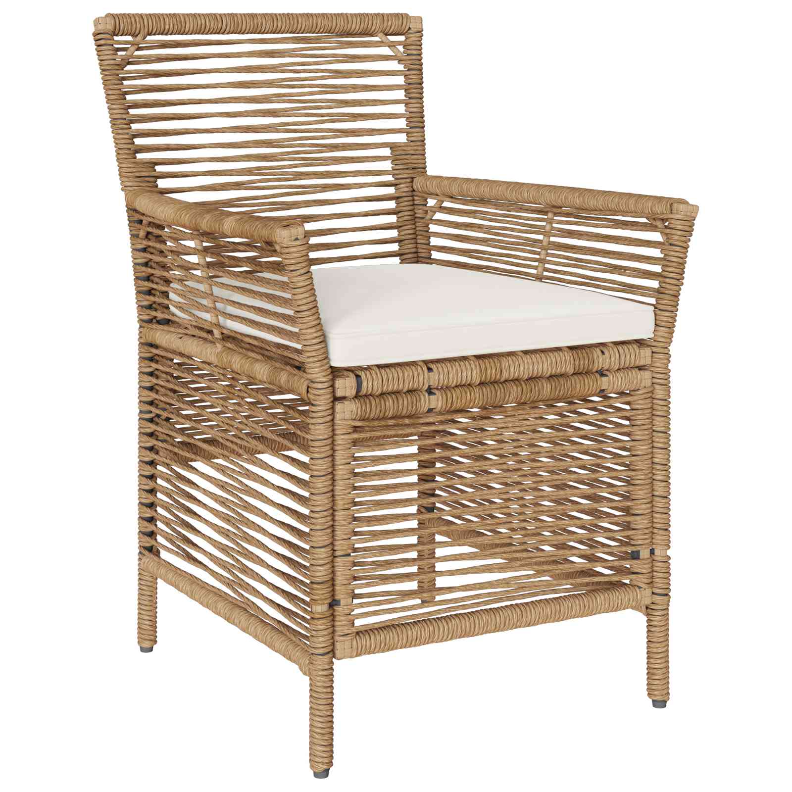 Gartenstuhl mit Kissen 4 pcs Beige und Creme Poly-Rattan