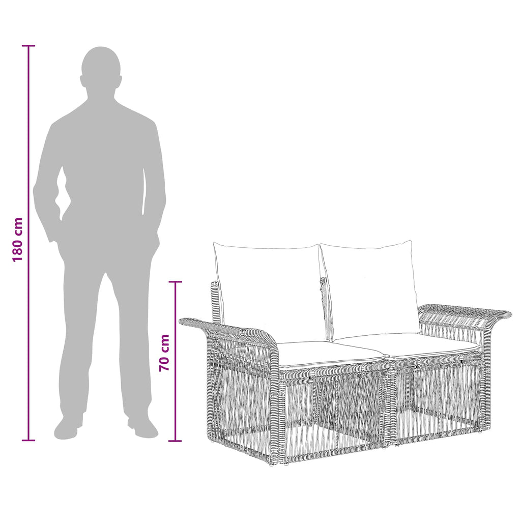 Garten-Sofa 2-Sitzanzahl Beige Poly-Rattan