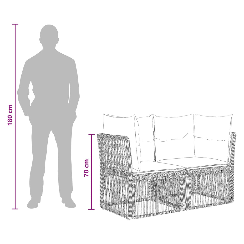 Garten-Sofa 2-Sitzanzahl Schwarz Poly-Rattan
