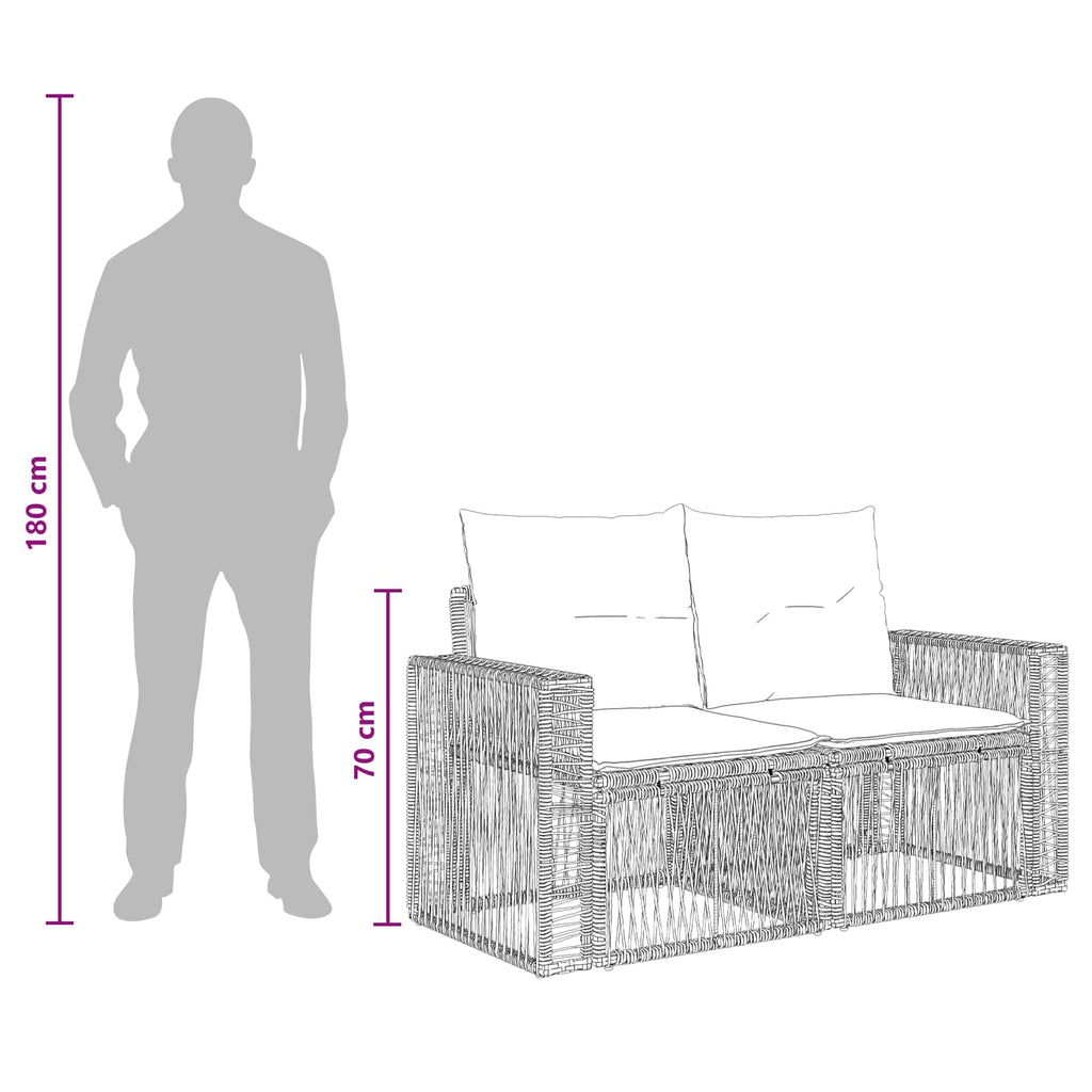 Garten-Sofa 2-Sitzanzahl Schwarz Poly-Rattan