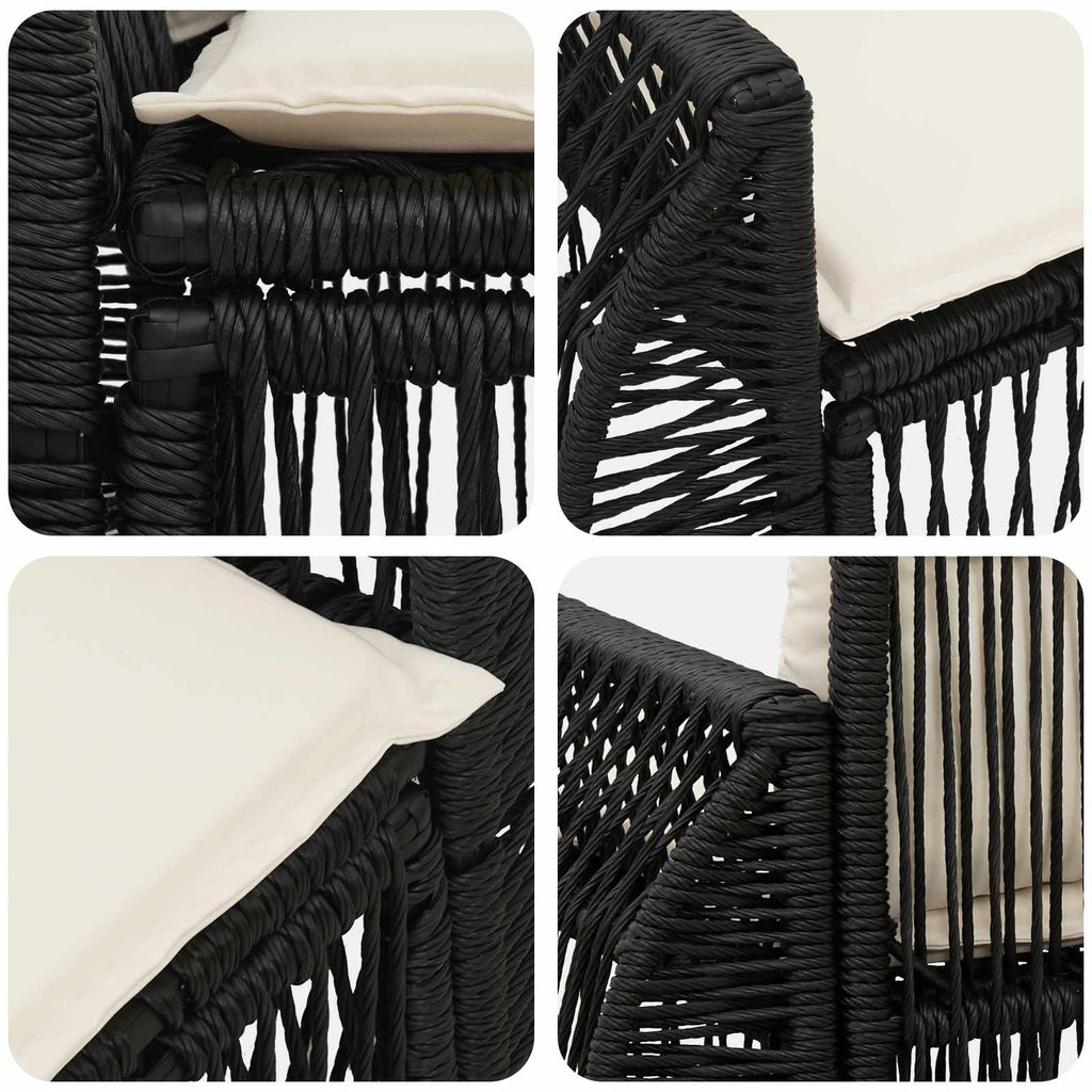 Garten-Sofa 2-Sitzanzahl Schwarz Poly-Rattan