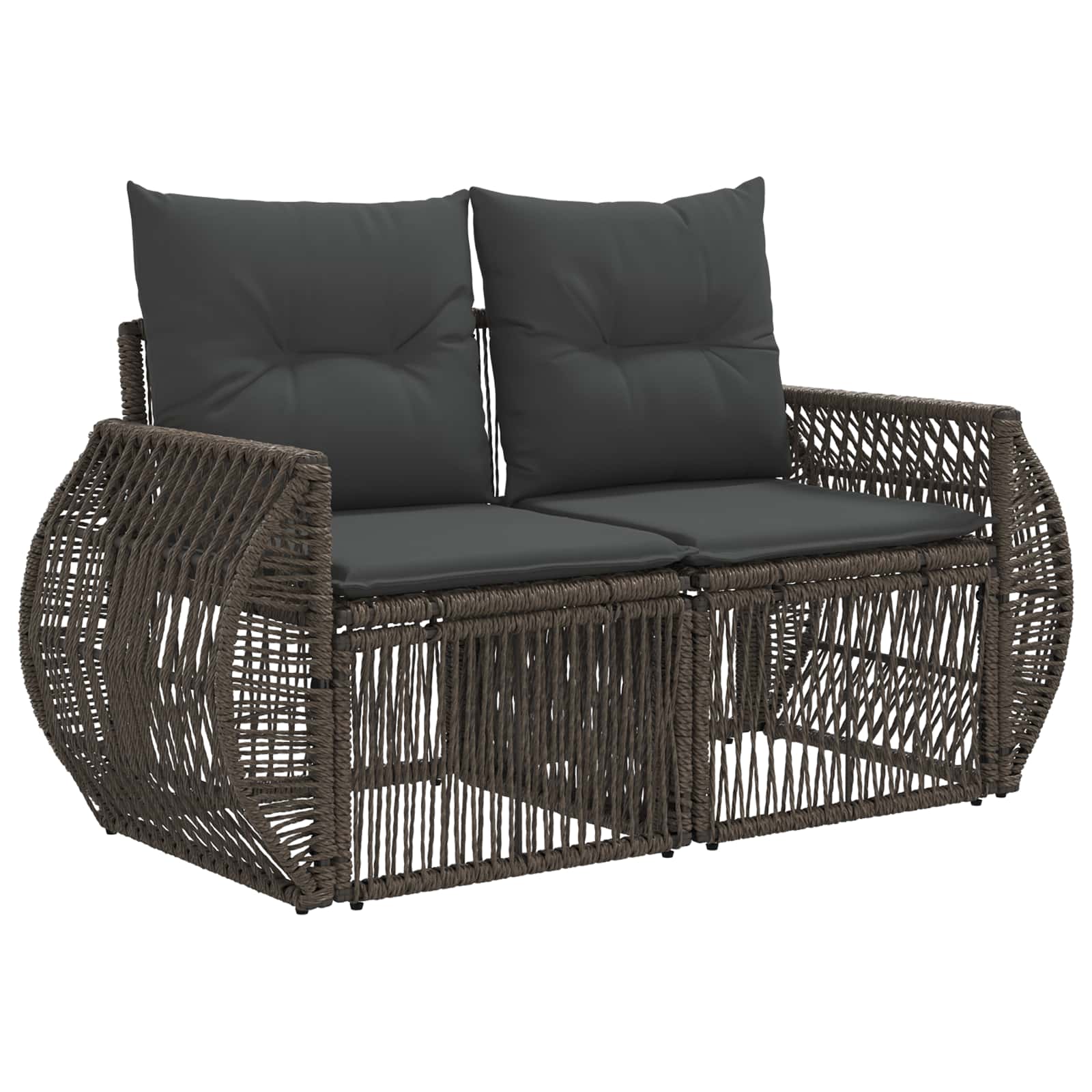Garten-Sofa 2-Sitzanzahl Grau Poly-Rattan