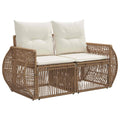Garten-Sofa 2-Sitzanzahl Beige Poly-Rattan