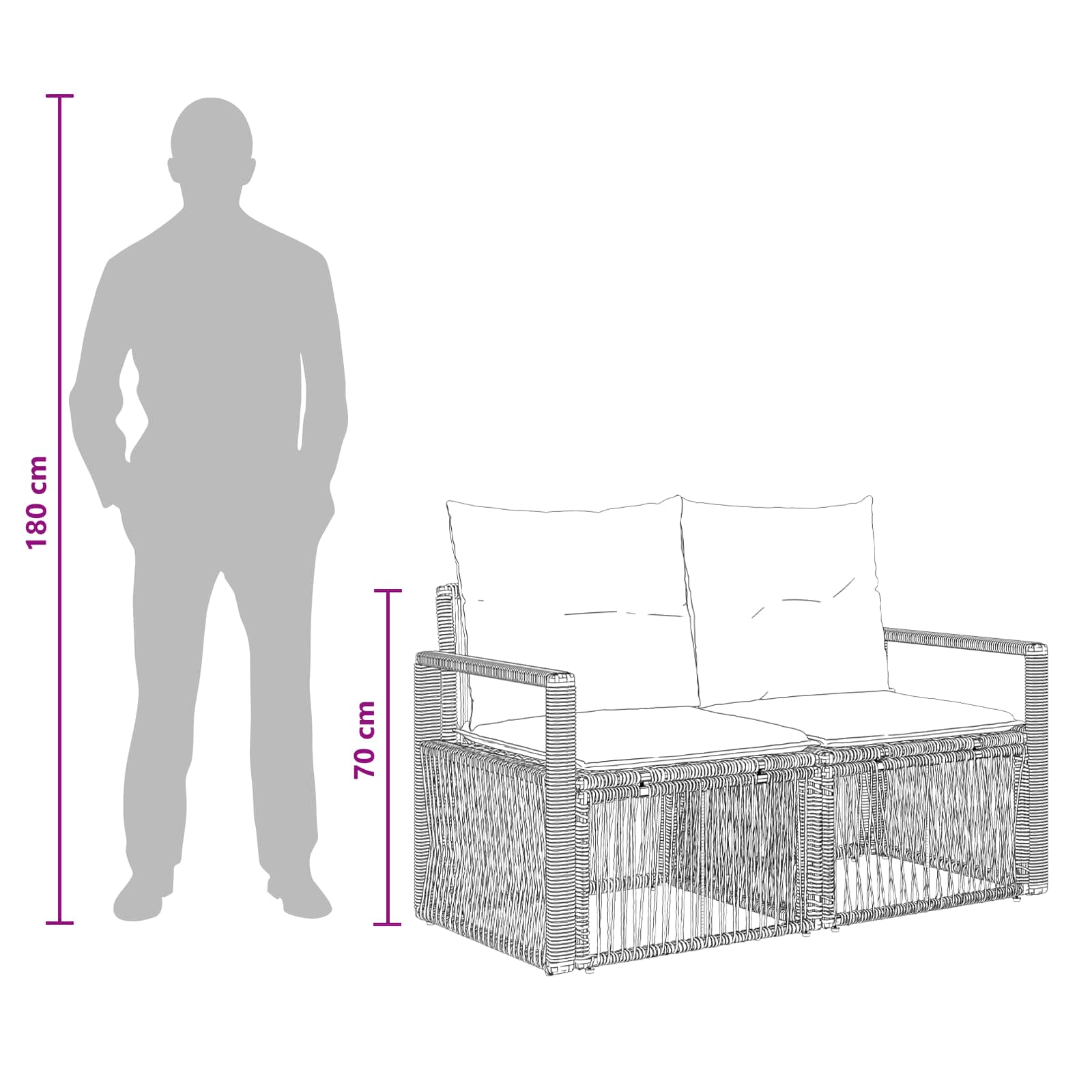 Garten-Sofa 2-Sitzanzahl Beige Poly-Rattan