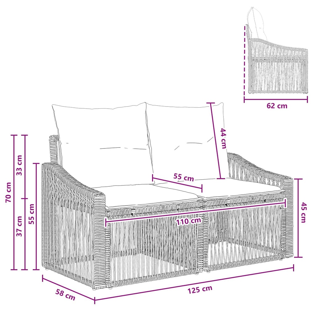 Garten-Sofa 2-Sitzanzahl Grau Poly-Rattan