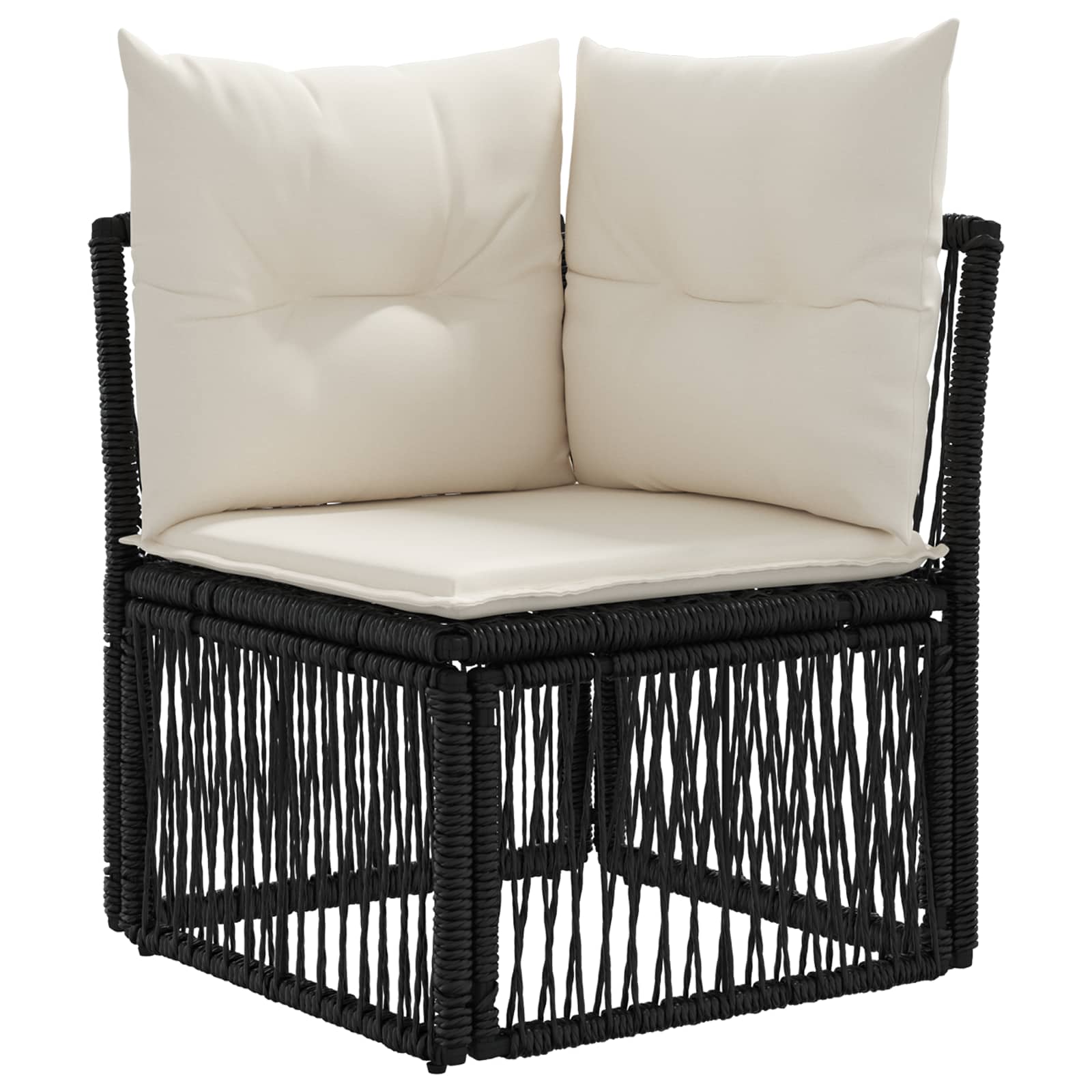 Ecksofa Schwarz Poly-Rattan