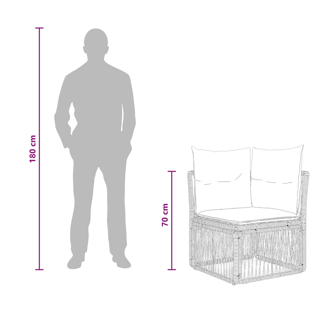Ecksofa Schwarz Poly-Rattan