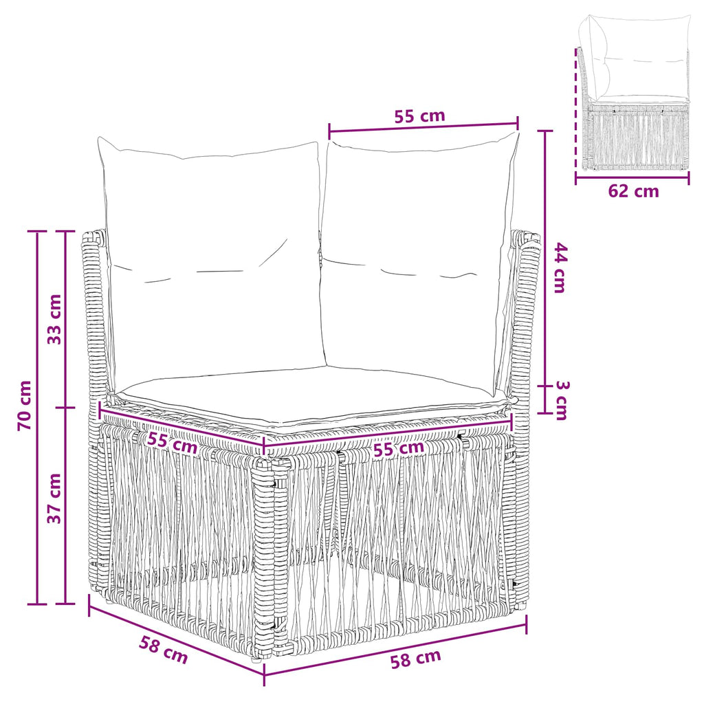 Ecksofa Grau Poly-Rattan