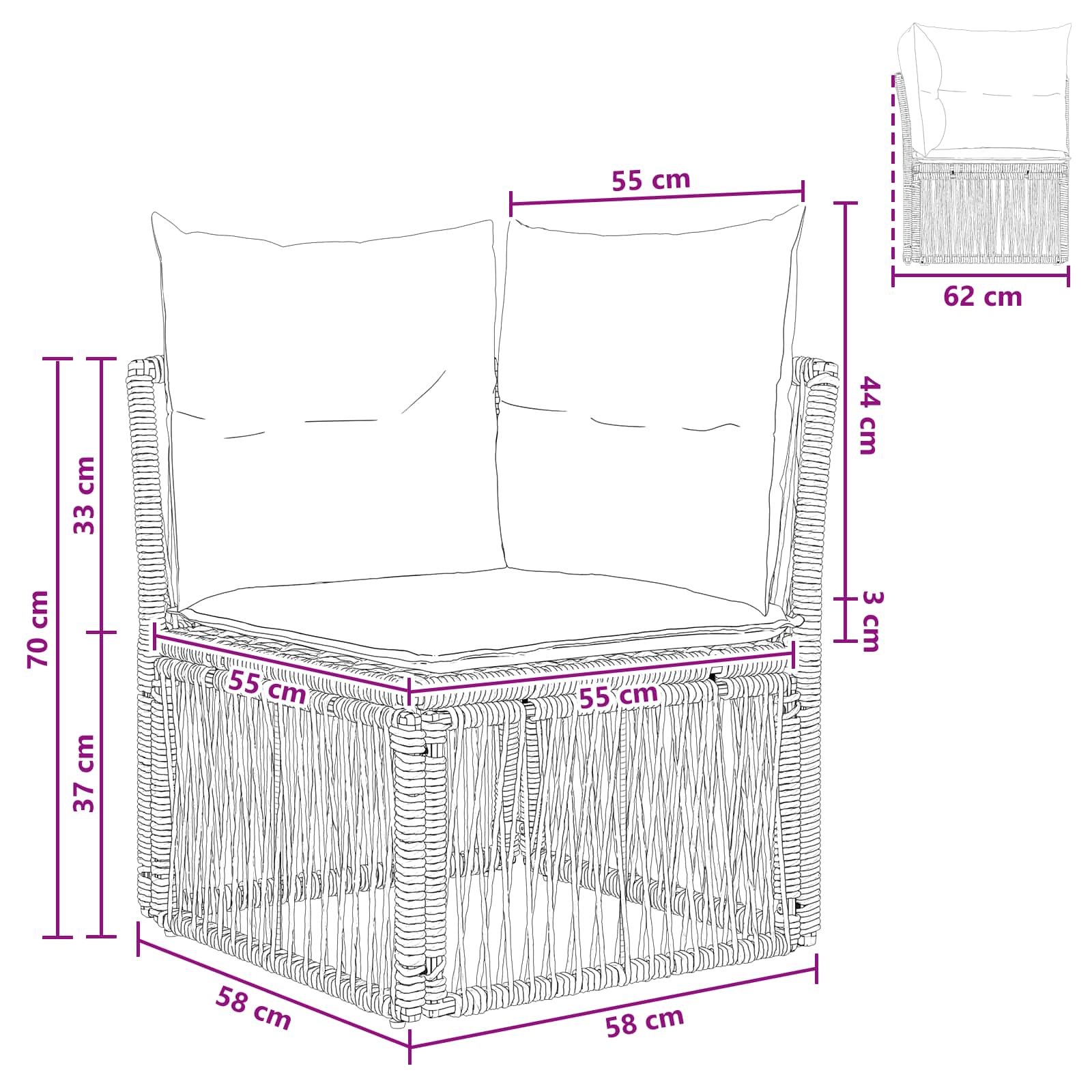 Ecksofa Beige Poly-Rattan
